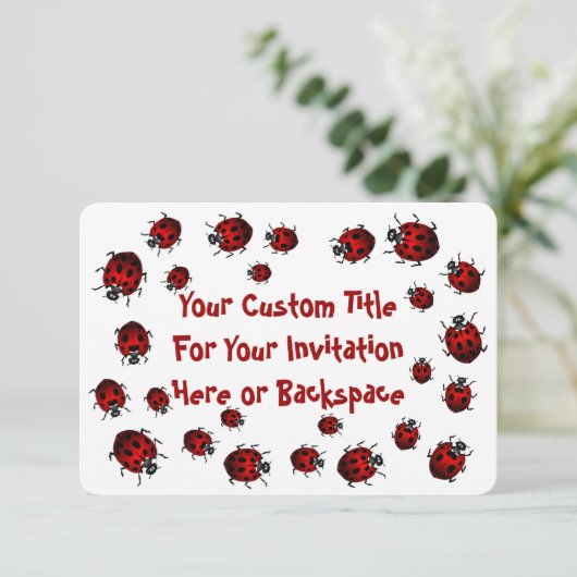 Invitations de Ladybug personnalisées Red Ladybug  (Debout devant)