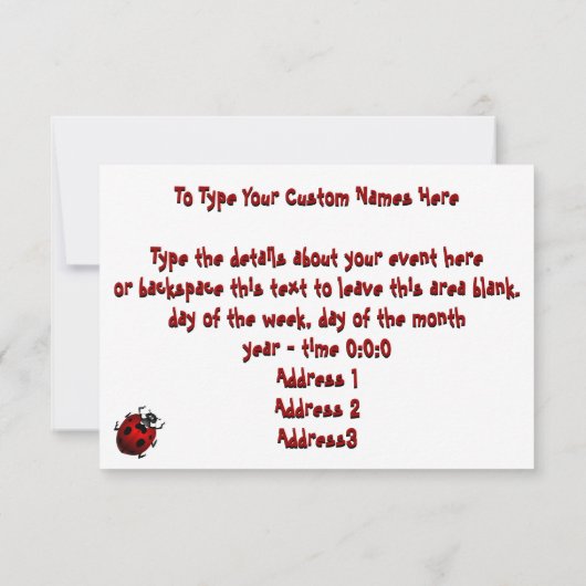 Invitations de Ladybug personnalisées Red Ladybug (Dos)