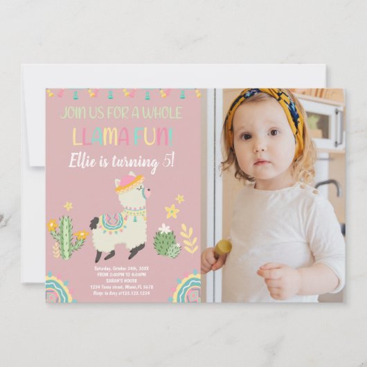 Invitations de lama avec photo (Devant)