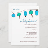 Invitations de lanternes chinoises bleues, 5x7 (Devant / Derrière)