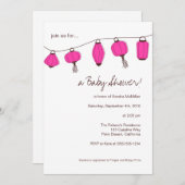 Invitations de lanternes chinoises roses, 5x7 (Devant / Derrière)