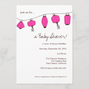 Invitations de lanternes chinoises roses, 5x7