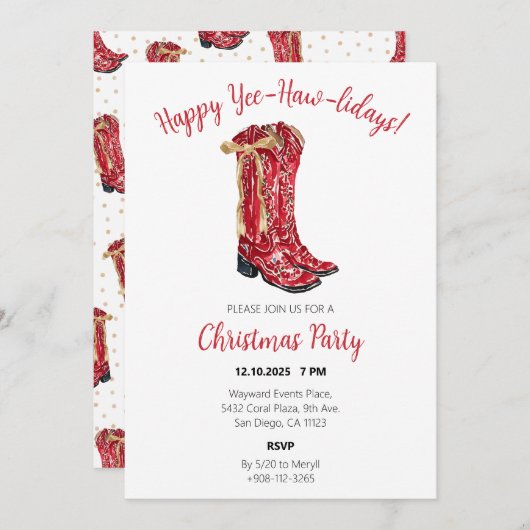 Invitations de l'aquarelle de Noël de la petite fi (Devant / Derrière)