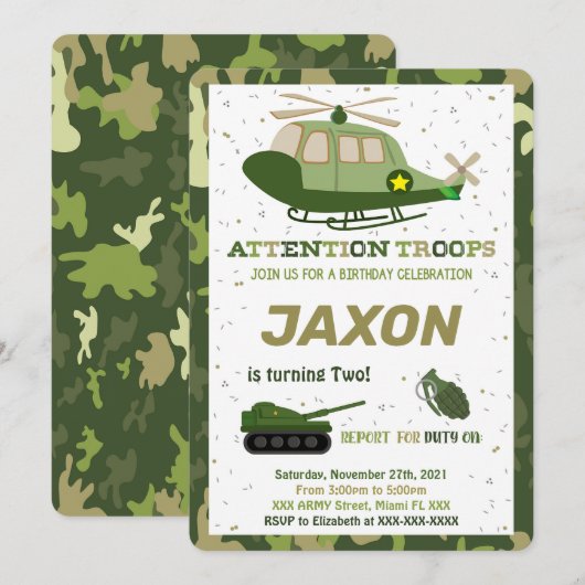 Invitations de l'armée (Devant / Derrière)