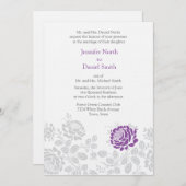 Invitations De Lavande Et Grey Mariage damassé (Devant / Derrière)