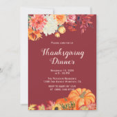 Invitations de l'Citrouille Floral d'automne (Devant)