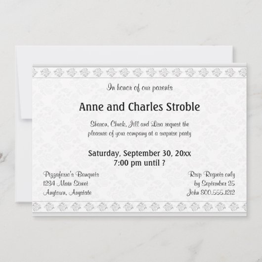 Invitations de l'Elégant Silver 25th Anniversary P (Dos)