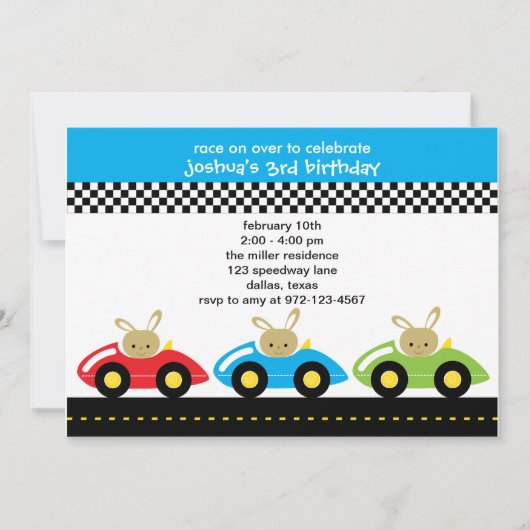 Invitations de Little Racers (Devant)