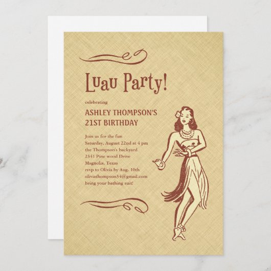Invitations de Luau (Devant / Derrière)