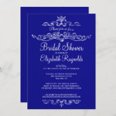 Invitations de luxe de Fête de la mariée de bleu (Devant / Derrière)