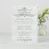 Invitations de luxe simples de mariage damassé (Debout devant)
