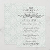 Invitations de luxe simples de mariage damassé (Devant / Derrière)
