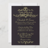 Invitations de luxe simples de mariage de noir et (Devant)