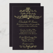 Invitations de luxe simples de mariage de noir et (Devant / Derrière)