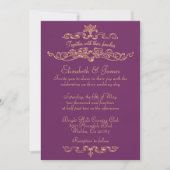 Invitations de luxe simples de mariage de pourpre (Devant)