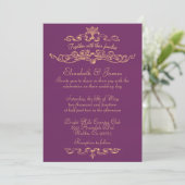 Invitations de luxe simples de mariage de pourpre (Debout devant)
