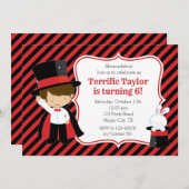 Invitations de magiciens pour garçons (Noir rouge) (Devant / Derrière)