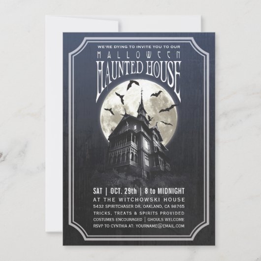 Invitations de maisons hantées d'Halloween (Devant)