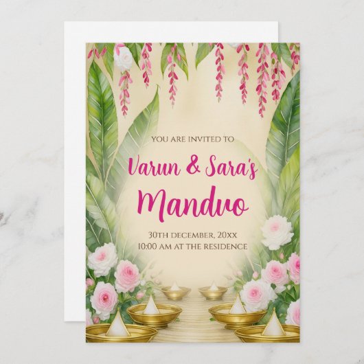 Invitations de Mandap numérique Mahurat Invitation (Devant / Derrière)