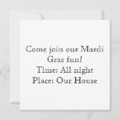Invitations de mardi gras avec le masque et le (Dos)
