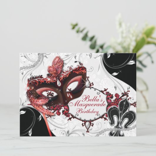 Invitations de Mardi Gras Masquerade Party (Debout devant)