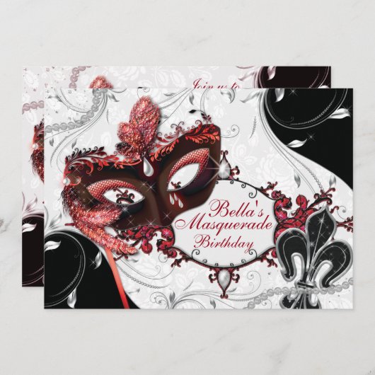 Invitations de Mardi Gras Masquerade Party (Devant / Derrière)