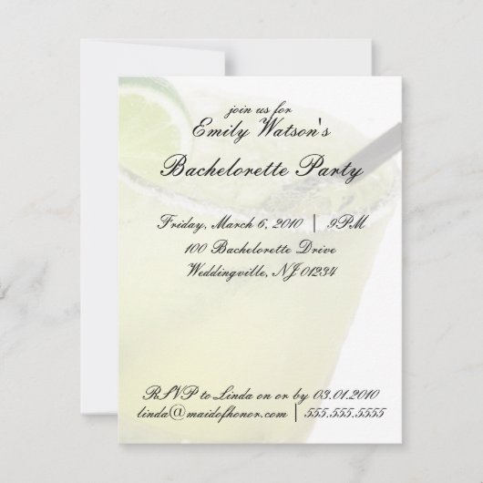 Invitations de Margarita Bachelorette Party (Devant)