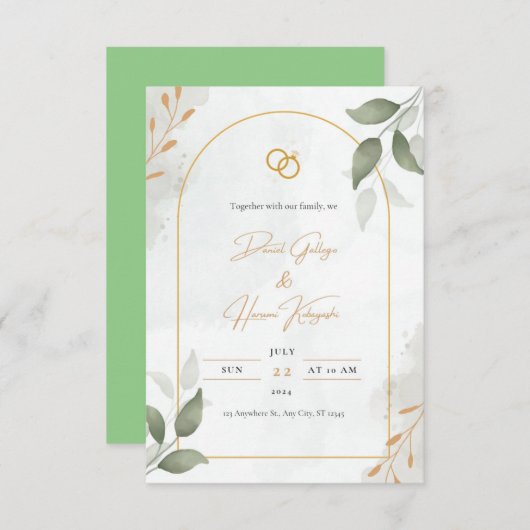 Invitations de mariage (Devant / Derrière)
