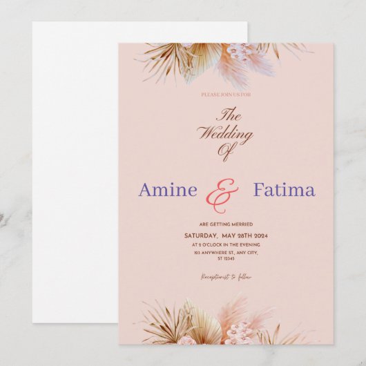 Invitations de mariage (Devant / Derrière)
