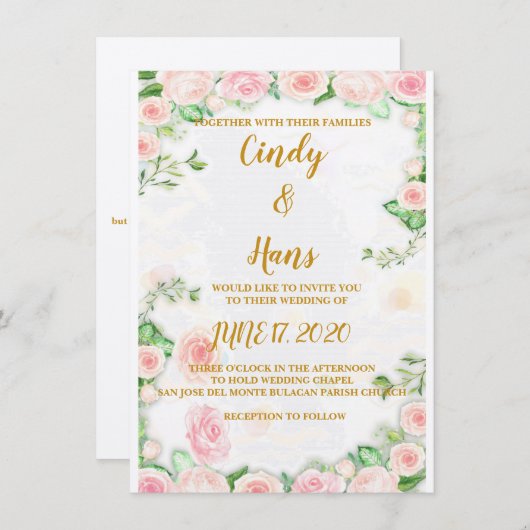 Invitations de mariage (Devant / Derrière)