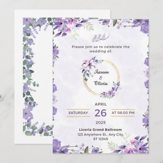 Invitations de mariage (Devant / Derrière)