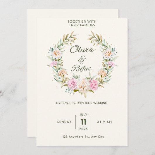 Invitations de mariage (Devant / Derrière)