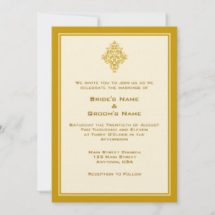 Invitations de mariage A7 Cream & Gold simples