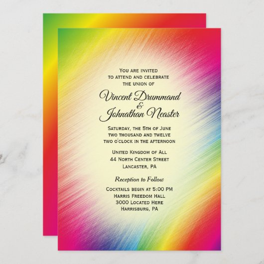 Invitations de mariage à arc-en-ciel lumineux (Devant / Derrière)