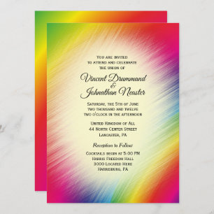 Invitations de mariage à arc-en-ciel lumineux