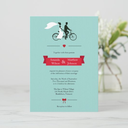 Invitations de mariage à bicyclette à Tandem (Debout devant)