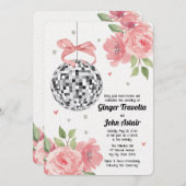 Invitations de mariage à billes Disco rose Floral (Devant / Derrière)