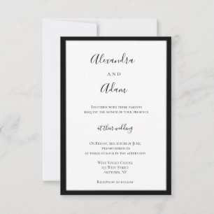 Invitations de mariage à cadre bleu marine