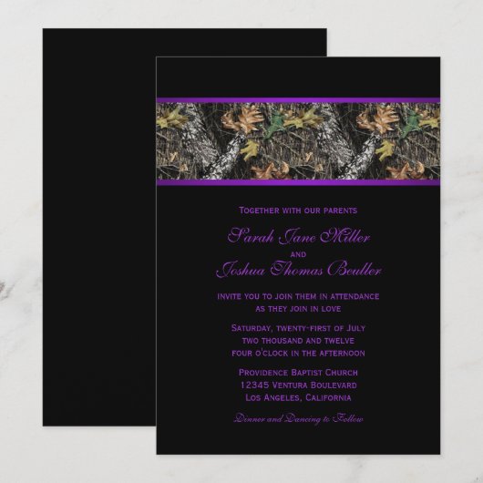 Invitations de mariage à Camo (Devant / Derrière)