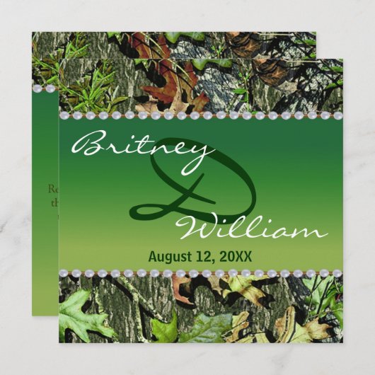 Invitations de mariage à Camo (Devant / Derrière)