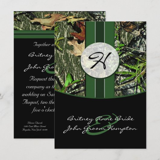 Invitations de mariage à Camo (Devant / Derrière)