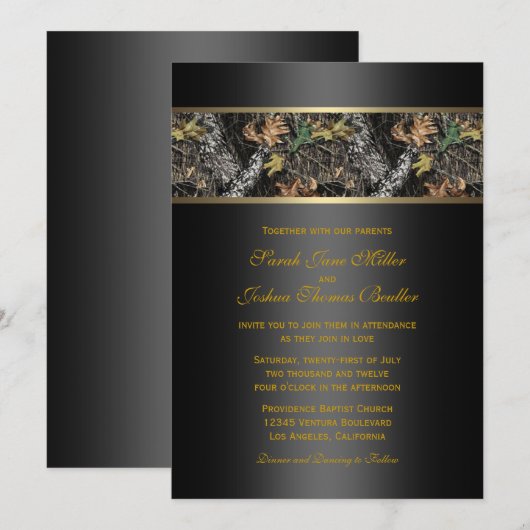 Invitations de mariage à Camo (Devant / Derrière)