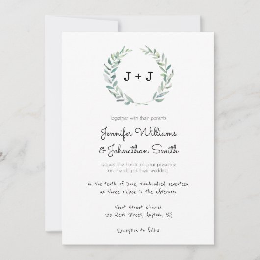 Invitations de mariage à couronne moderne (Devant)