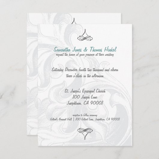 Invitations de mariage à défilement élégant (Devant / Derrière)