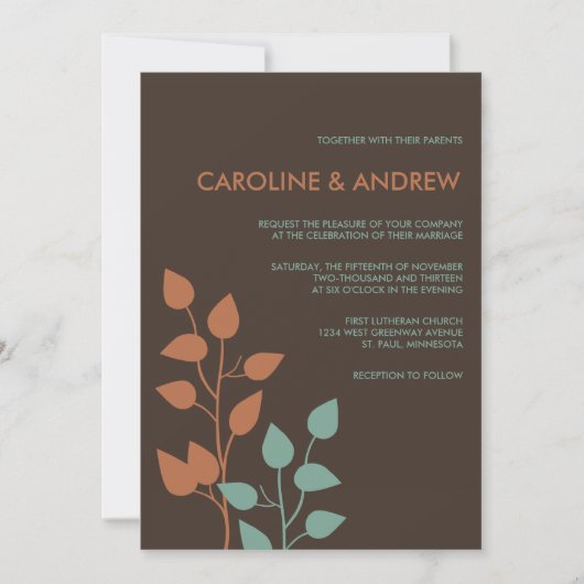 Invitations de mariage à deux boughs d'automne (Devant)