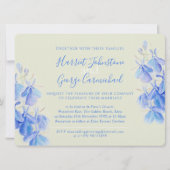 Invitations de mariage à dos bleu fleuri (Dos)