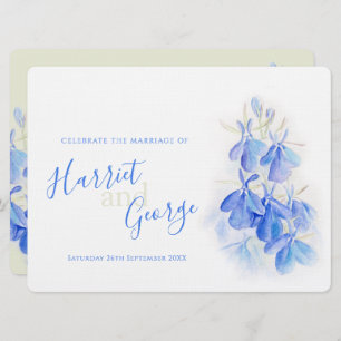 Invitations de mariage à dos bleu fleuri