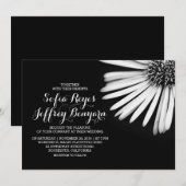 Invitations de mariage à fleurs noires et blanches (Devant / Derrière)