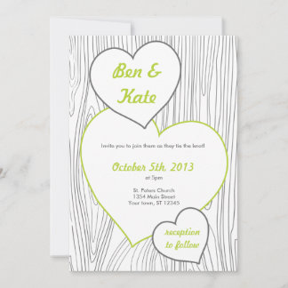 Invitations de mariage à grains de bois - vert pâl