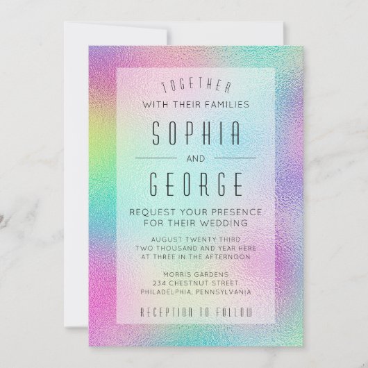 Invitations de mariage à huile métallique moderne (Devant)